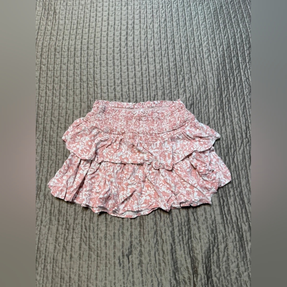 Smocked Floral Ruffle Mini Skirt - Pink